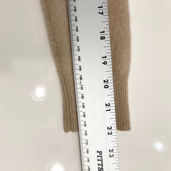 NWOT C by BLOOMINGDALES Cardigan Jacket M Cashmere 100% 2-Ply Beige Open Long-Sl - Picture 10 of 10